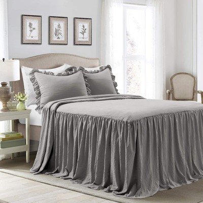 Ruffle Skirt Bedspread Tagesdecke mit Rüschenrock Polyester Dunkel_Grau Queen 3