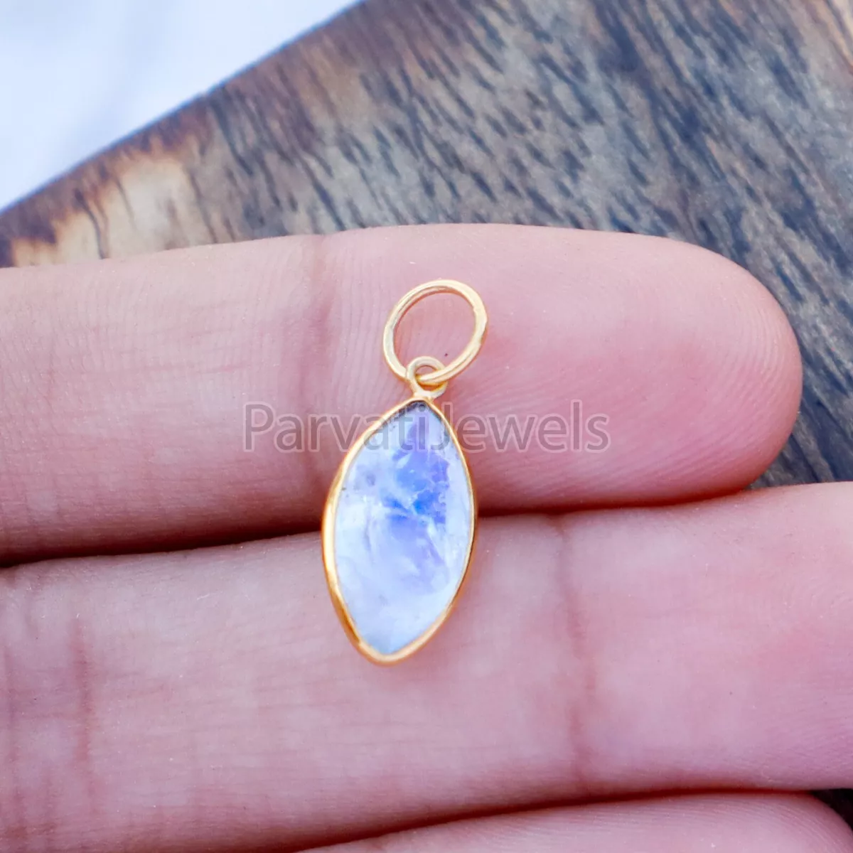 Rainbow Moonstone Charm 18K Solid Gold charm Moonstone Charm