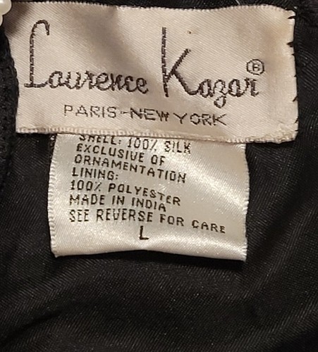 Women's Vintage Laurence Kazar Beaded 100% Silk Shell Lining Blouse Top Sz Lg - Picture 3 of 6