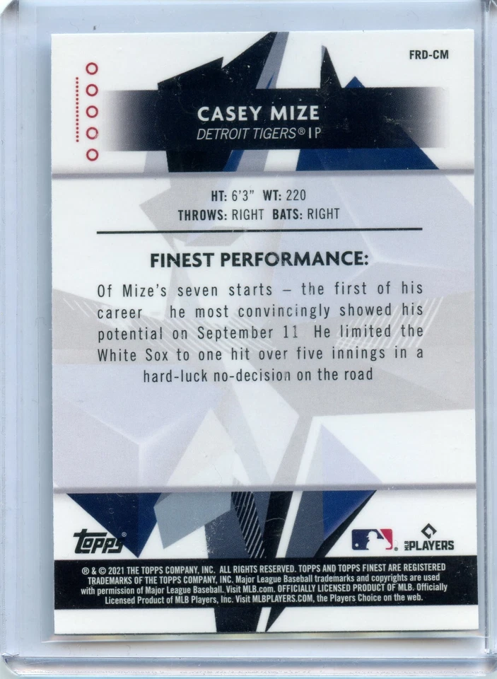 2021 Finest Rookie Design Variations #FRD-CM Casey Mize - Image 2 of 2