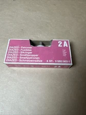 New Box of 5 Siemens Diazed 2A 500V Ceramic Bottle Fuses 5SB2 902-1