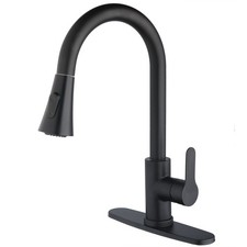 Single Handle Kitchen Faucet with Pull Down Sprayer Modern Stainless Steel Ar...