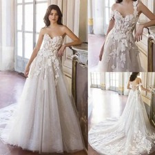 Beach Summer A Line Wedding Dresses Sexy Lace Appliques Bridal Gowns Backless