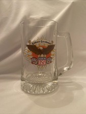 Harley Davidson Motorcycles Beer Stein Glass Made In USA Bald Eagle Patriotic