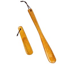 Wooden Shoe Horn, 32cm and 15cm Wooden Shoehorn with Hanging Rope, Sc...