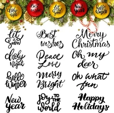 24 Pcs Christmas Word Stickers for Crafts Christmas Vinyl Stickers Xmas Holiday 