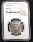 1941 50C NGC AU 58 Walking Liberty Half #7002