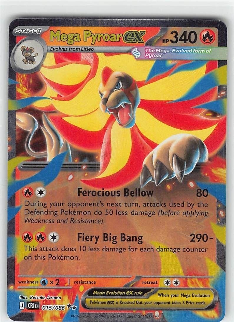Mega Pyroar ex 015 086 ME04: Chaos Rising #015/086 Holo Pokemon TCG NM
