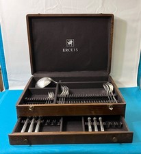 Argentier coffret écrin vide ERCUIS / CHRISTOFLE pour 63 couverts 42x31 cm