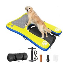 Inflatable Dog Pool Float Dock Platform for Dogs, Dog Pool Ramp Ladder with N...