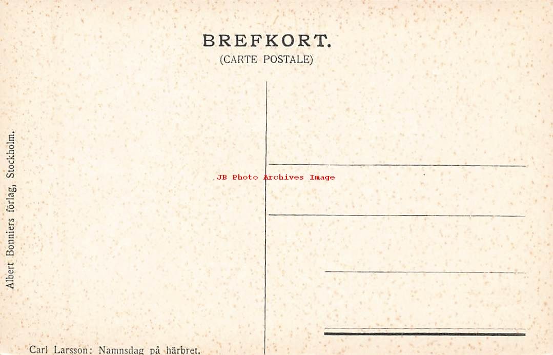 Carl Larsson, Albert Bonniers, Namnsdag Pa Harbret, Day of Celebration, Wedding