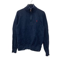 Ralph Lauren Polo Half Zip Cotton Knit Sweater Navy Men  s Size M
