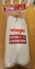 NEW VINTAGE / Wrangler Mens 3-pack Crew Cotton Socks / USA MADE Sz L 10-13