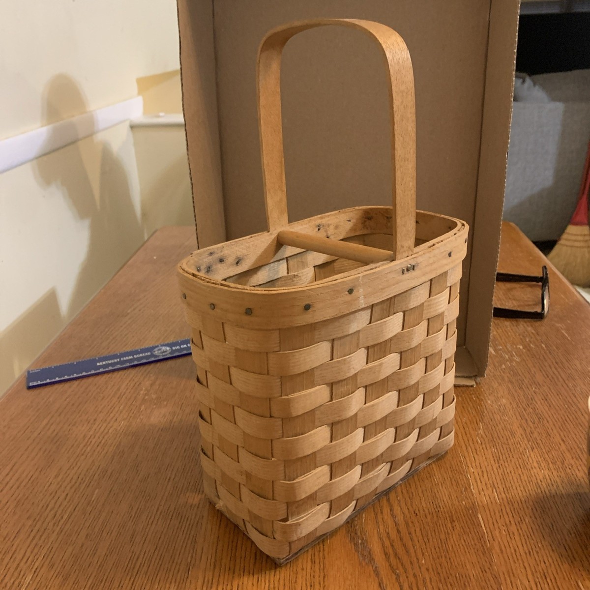 Vintage Basketville Putney Vermont Woven Wood Basket with