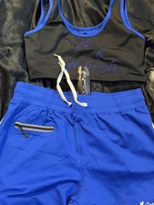 Blue And Black Crop Top And Short Outfit Size Large