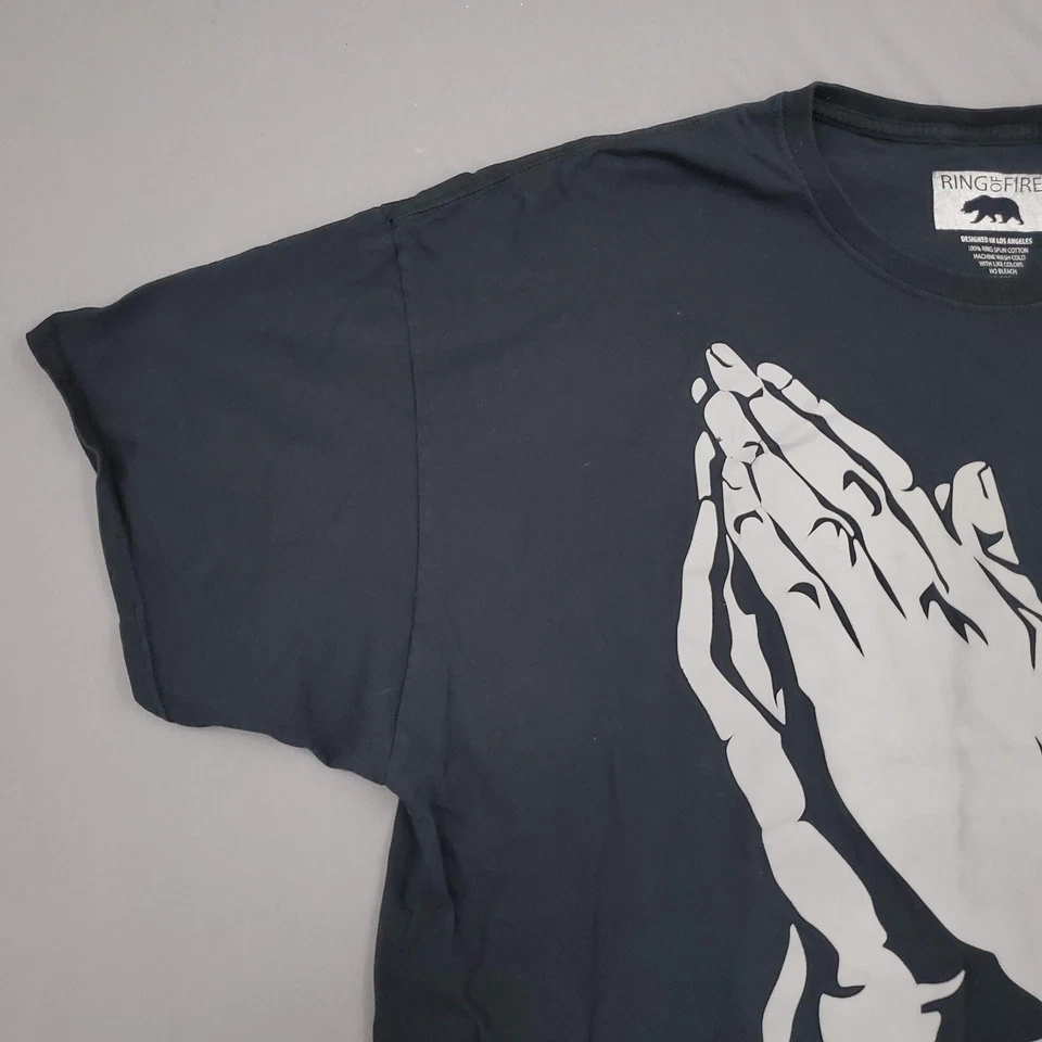 Camisa Ring Of Fire Para Hombres 3XL XXXL Manga Corta Manos de Oración Gráfico Tejida Negra Foto 2 de 4
