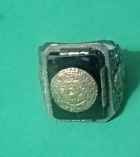 Vintage Sterling & Onyx Mayan Calendar Ring. Mexican. Size: 9.5
