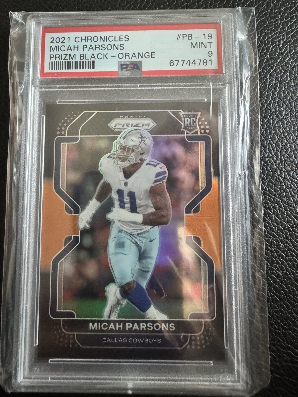 2021 Panini Chronicles - Prizm Black Micah Parsons #PB-19 Orange Prizm /75 (RC)