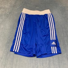 Adidas Training Shorts Mens Large Blue White 3 Stripes Logo Mid Rise Performance