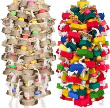 Large Bird Toy Bundle Parrot Chew Toys Natural Wood Cotton Macaw Cockatoo
