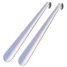 2 Set 16.5 Inch Long Handled Metal Shoe Horn, Stainless Steel, Shoe Helper
