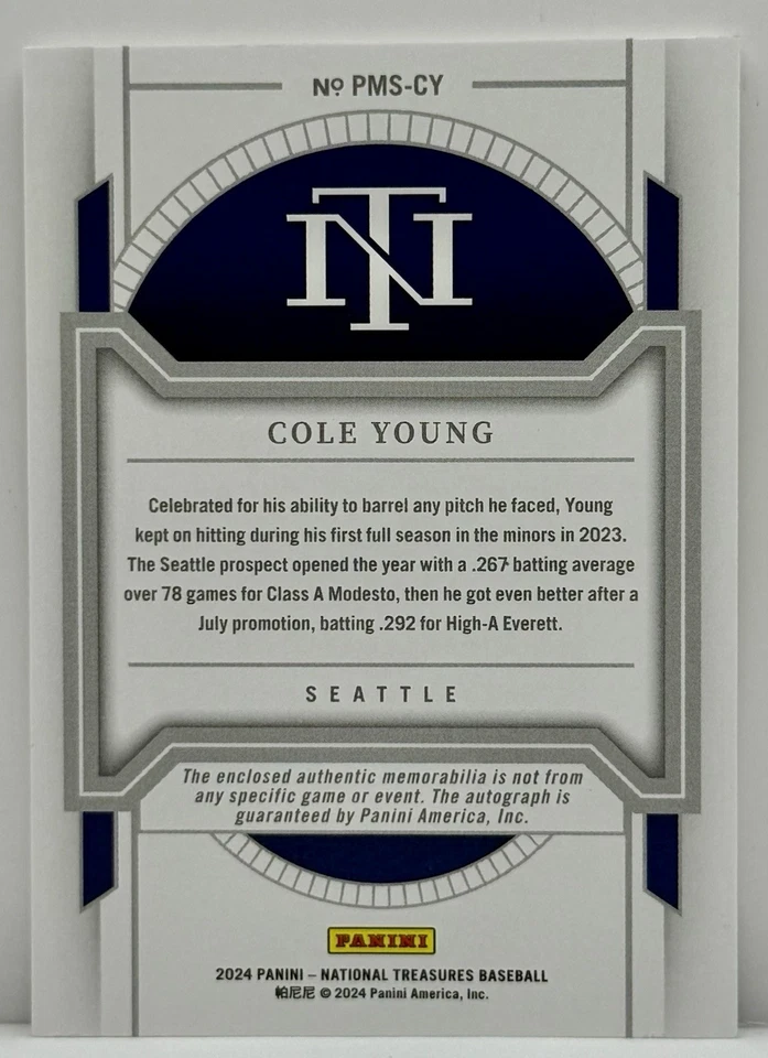НАШИВКА COLE YOUNG С АВТОГРАФОМ 10/10 4 ЦВЕТА 2024 PANINI НАЦИОНАЛЬНЫЕ СОКРОВИЩА #PMS-CY - Изображение 2 из 2