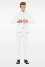 OppoSuits Teen Boys White Knight Slim Fit Solid White Suit Tie Size 10Y