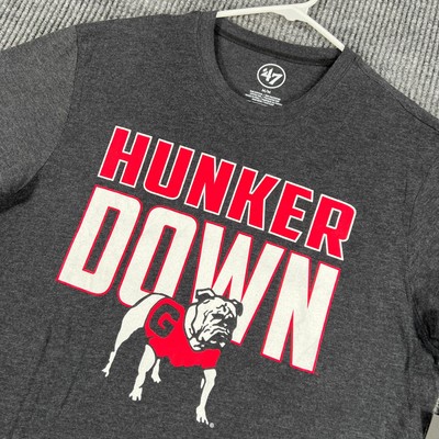 Georgia Bulldogs Shirt Mens Medium Black Short Sleeve Hunker Down Dawgs SEC New