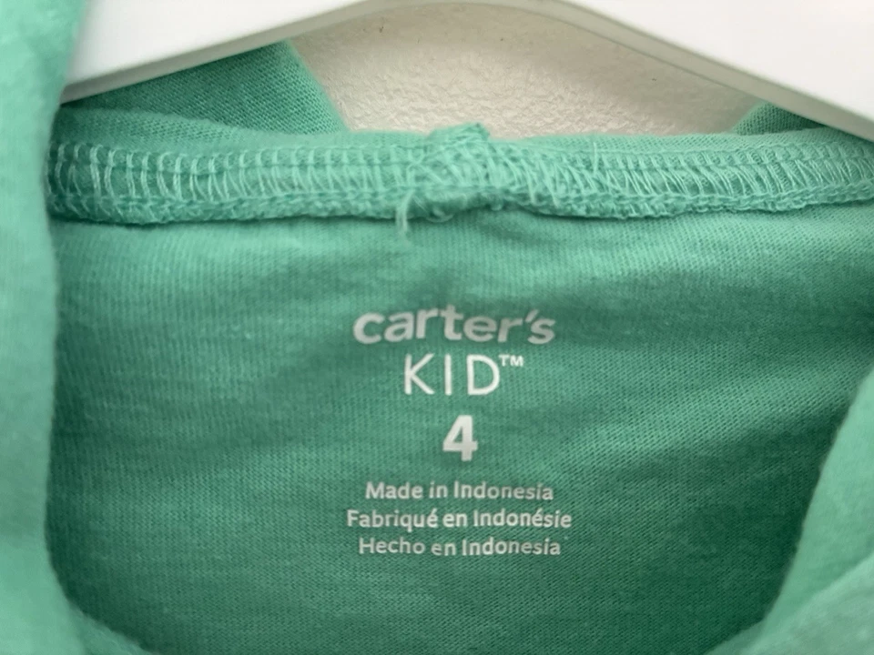 Camisa Carter's Niños Niñas Brillo Super Hermana Algodón Con Capucha Manga Larga Verde 4 Foto 2 de 4