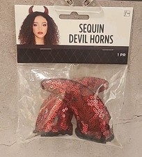 Halloween Sequin Devil Horns Clip-In Red Fancy Dress Up Adult Costume Accessory