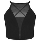 1pc Women Mesh Camisole Crop Top Corset Backless Bralette Sexy Ribbed Tank Top