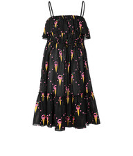 Gucci Ice Cream Print Dress Womens 6 Black Cotton