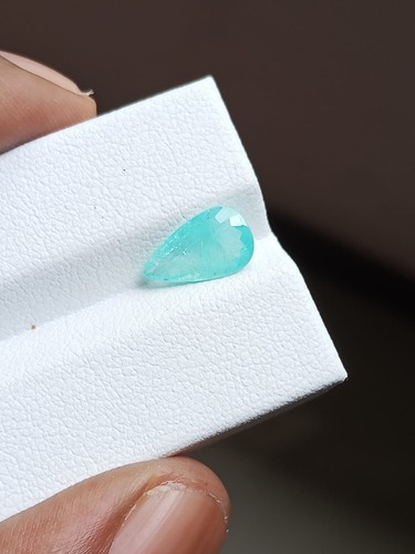 GIT certified 1.28cts Blue green natural paraiba tourmaline pear cut - Picture 5 of 8