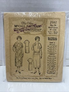 Rare Antique 1920s McCall 2087 Dress Pattern Slip On Apron Dress