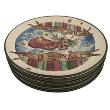 Boyds Collection Bearware Pottery Bless Us All Angel Bear 4 Salad Plates 8” 2001