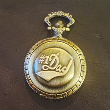  1 Dad Engraved Full Hunter Pocket Watch Quartz Roman Numerals White Dial