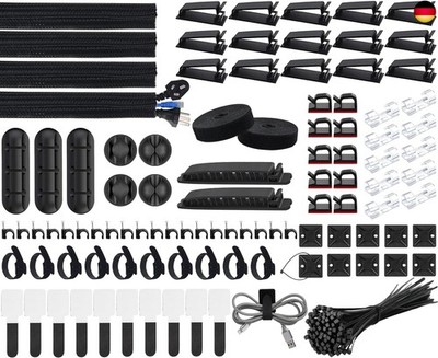 SOULWIT Kabelmanagement Kit, 4 Kabelschläuche, 7 Silikon Kabelhalter, 20+2 