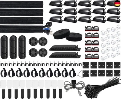 SOULWIT Kabelmanagement Kit, 4 Kabelschläuche, 7 Silikon Kabelhalter, 20+2