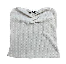 Y2K Cream Black Bow Coquette Ribbed Knit Tube Top Size Small Y2K Grunge