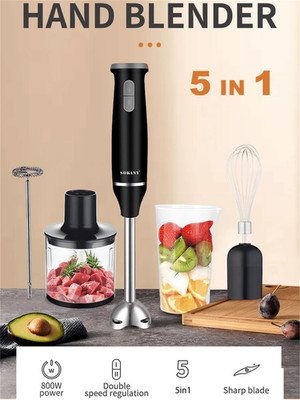 SOKANY 1714 Immersion Hand Blender, 2-Speed, 5-in-1, Hand Mixer, Whisk, Meat Cho