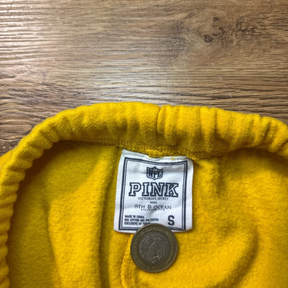 Pantalones deportivos con puños de fútbol americano Y2K Victoria Secret rosa x NFL Steelers talla S Foto 3 de 4