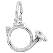Hunting Horn Charm - Metal - Sterling Silver