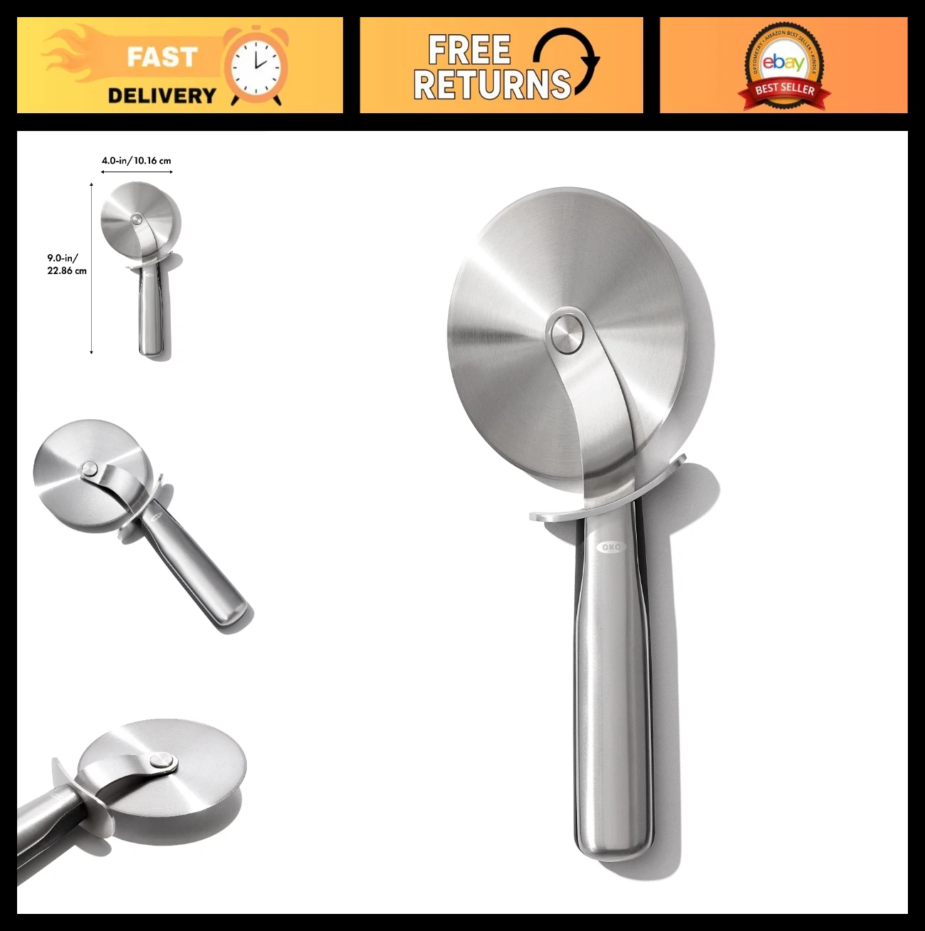 Stainless Steel 4" Pizza Cutter Wheel - Ergonomic Handle, Easy Slice, Kitchen To
Opens in a new wind