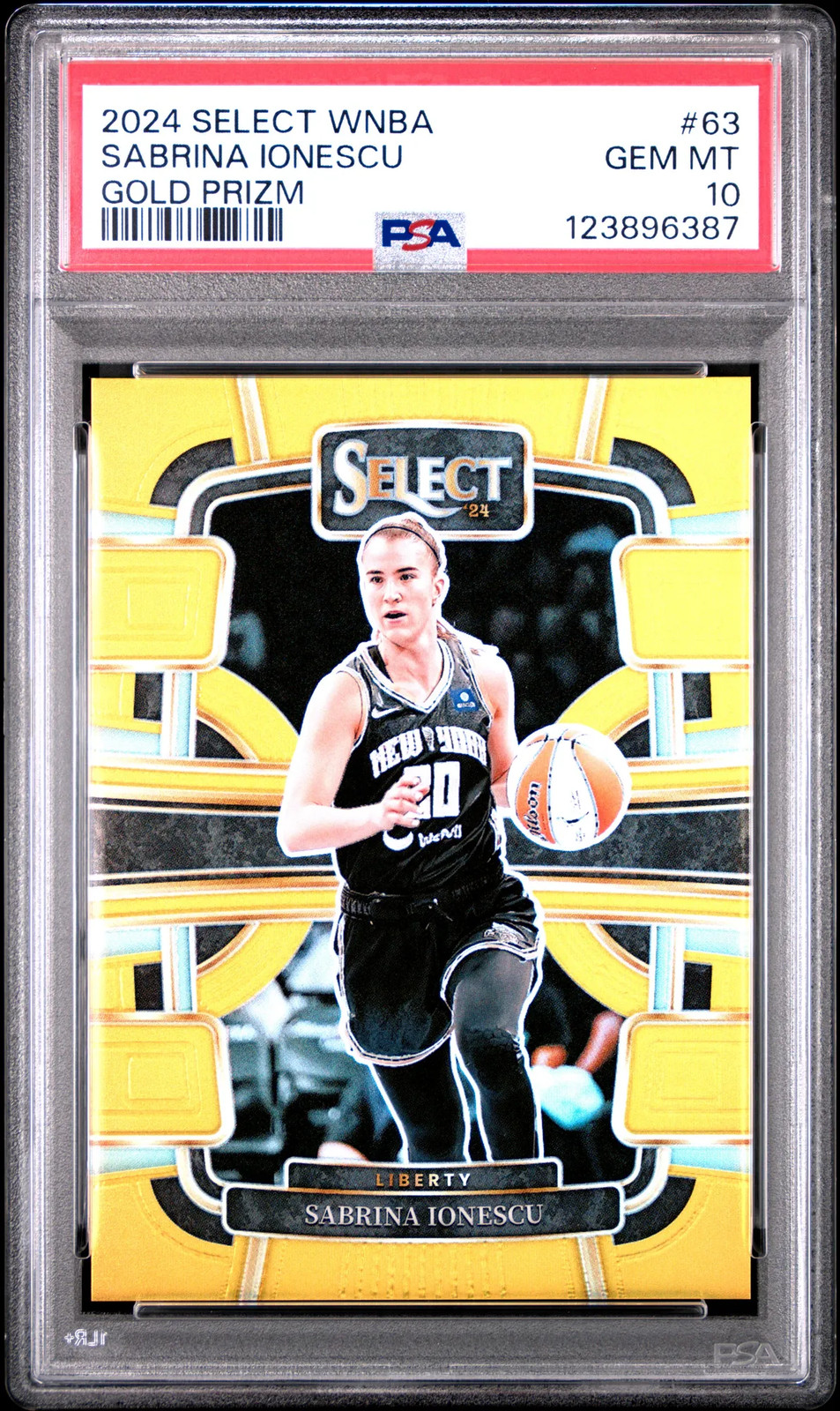 2024 Panini Select WNBA Sabrina Ionescu #63 Gold Prizm 08/10 PSA 10