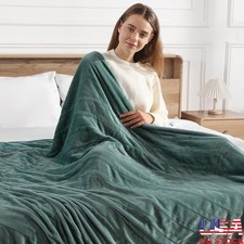 Electric Blanket Full Green Heated Blanket 72''X84'' Ultra Soft Heating Blanket