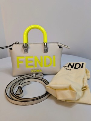 FENDI ハンドバック Fendi x Marc Jacobs Cream and Neon Yellow Peekaboo Top Handle