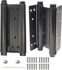 Pair of 8" Black Heavty Duty Double Action Spring Hinges, Self Closing Door Hing