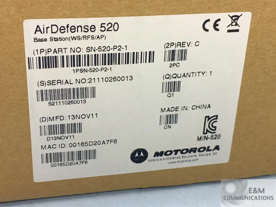 SN-520-P2-1 MOTOROLA AIRDEFENSE 520 SENSOR ESTACIÓN BASE WS/RFS/AP INALÁMBRICO Foto 4 de 4
