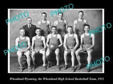 OLD LARGE HISTORIC PHOTO OF WHEATLAND WYOMING HIGH SCHOOL BASKETBALL TEAM 1931