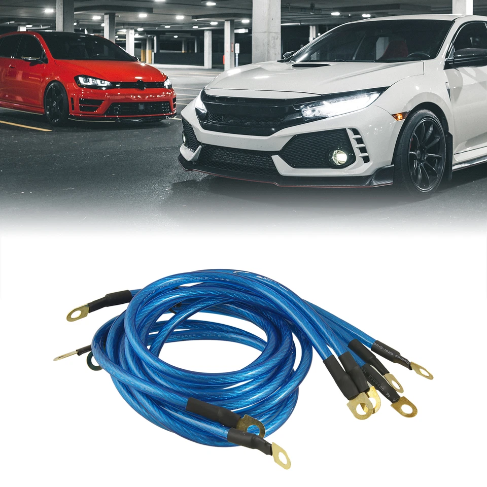 Kit de cables de conexión a tierra universal para automóvil azul 5 en 1 Foto 2 de 4